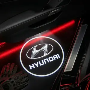 2 Pcs HYUNDAI Carbon Fiber Welcome Light Set, Car Door Projection Lamp, Laser Light, Decorative Floor Lamp (batteries Not Included)