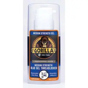 Gorilla Pro 35 mL Pump Bottle, Blue Gel, Medium Strength Threadlocker Series AT60GEL, 24 hr Full Cure Time, Hand Tool Removal AT60GEL