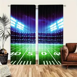 2-Pack Sports American Football Curtains Semi-Blackout Polyester Window Drapes for Bedroom and Living Room Boys Men Esports Stadium and Field Curtains