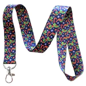Execucat Lanyard - Mistletoe and Candy Canes - ID Badge Holder & Keychain