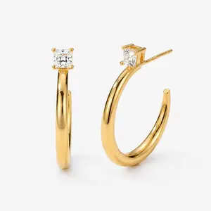 Chunky Hoop Earrings for Women, Gold & Silver Tone Modern Statement Hoops, Lightweight Everyday Fashion Jewelry Gift