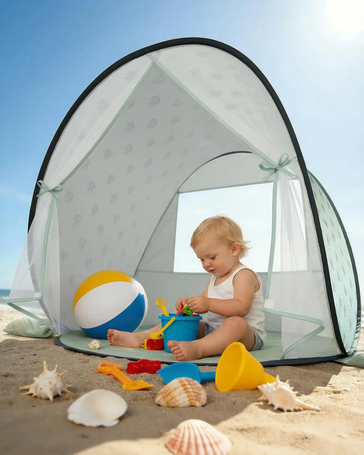 WEMOH Baby Beach Tent, Pop-Up Outdoor Play Tent for Infants and Toddlers, Portable Shaded Play Space for Beach, Park and Backyard