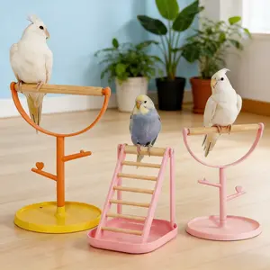 Parrot perch, desktop budgie stand, plastic perch toy, training supplies, small pine wood bird stand