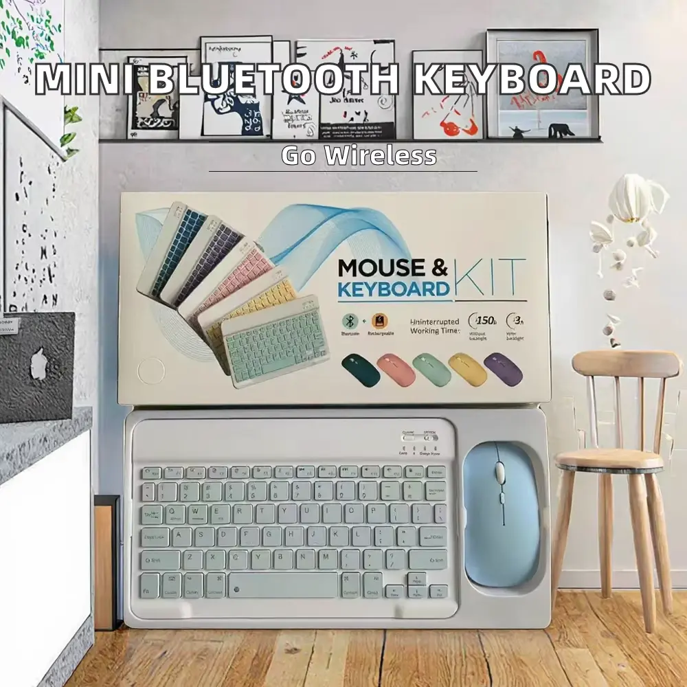 10-Inch Durable ABS Ultra-Slim Bluetooth Compact Split Keyboard, Rechargeable Wireless Portable Custom Kit with Mouse for iPad Tablets (Factory-Made), Accessories