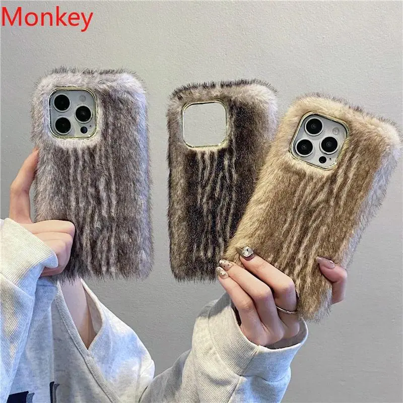 Luxury Ferret Plush Fabric Smartphone Case - Shockproof, Lightweight, Compact, with Precise Cutout & Screen Protector, Compatible with iPhone 16 Plus,15,14,13 Mini,12,11 Pro Max,11,X,XS,XR,7,8 Plus,SE