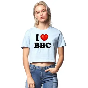 I Love BBC I Heart Big Black Adult Humor Fashion Graphic Ladies Crop Top