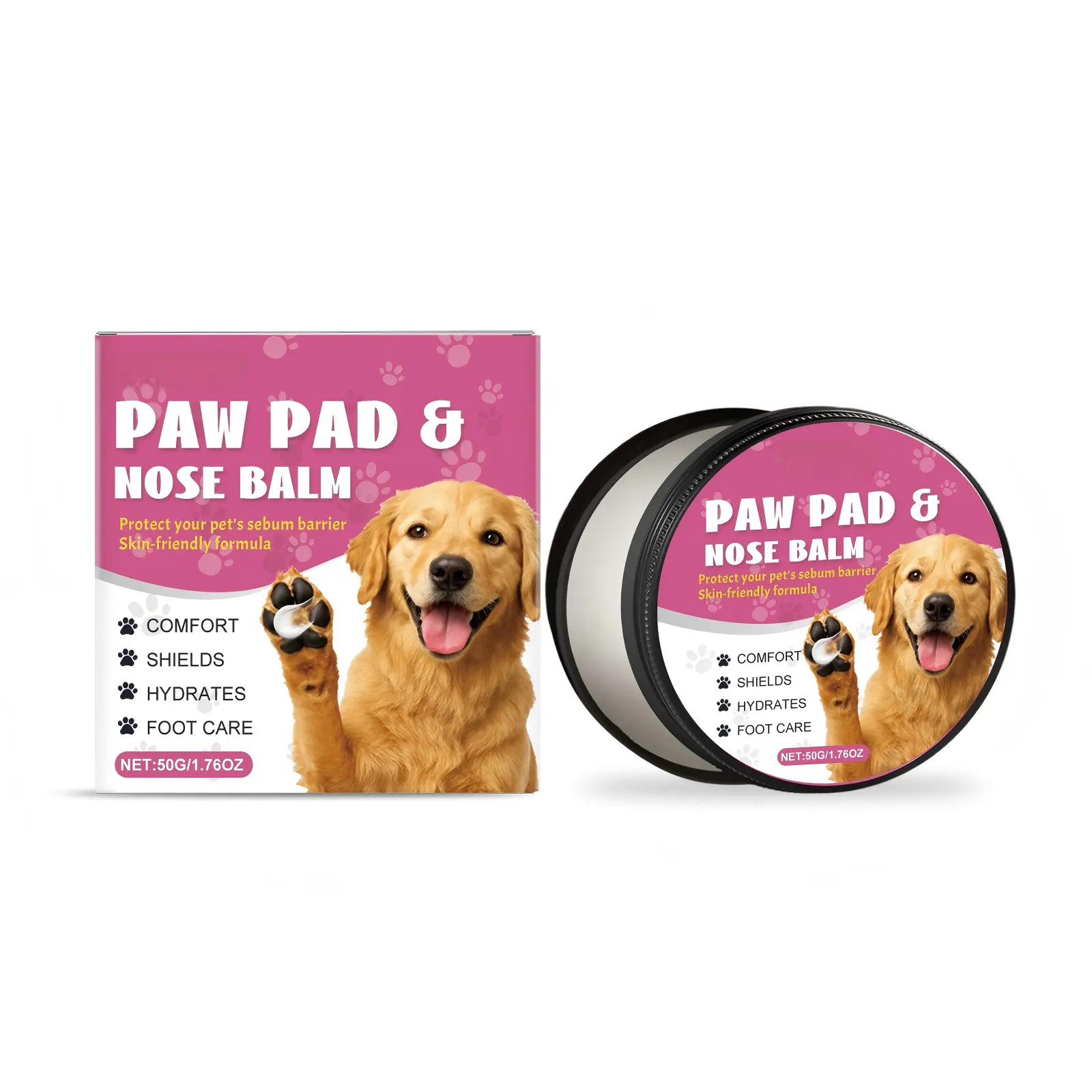 Dog Paw Balm - No Mineral Oil, Clean, Gentle Moisturizing Cream for Dry Cracked Pads & Deep Nourishment Nose Care