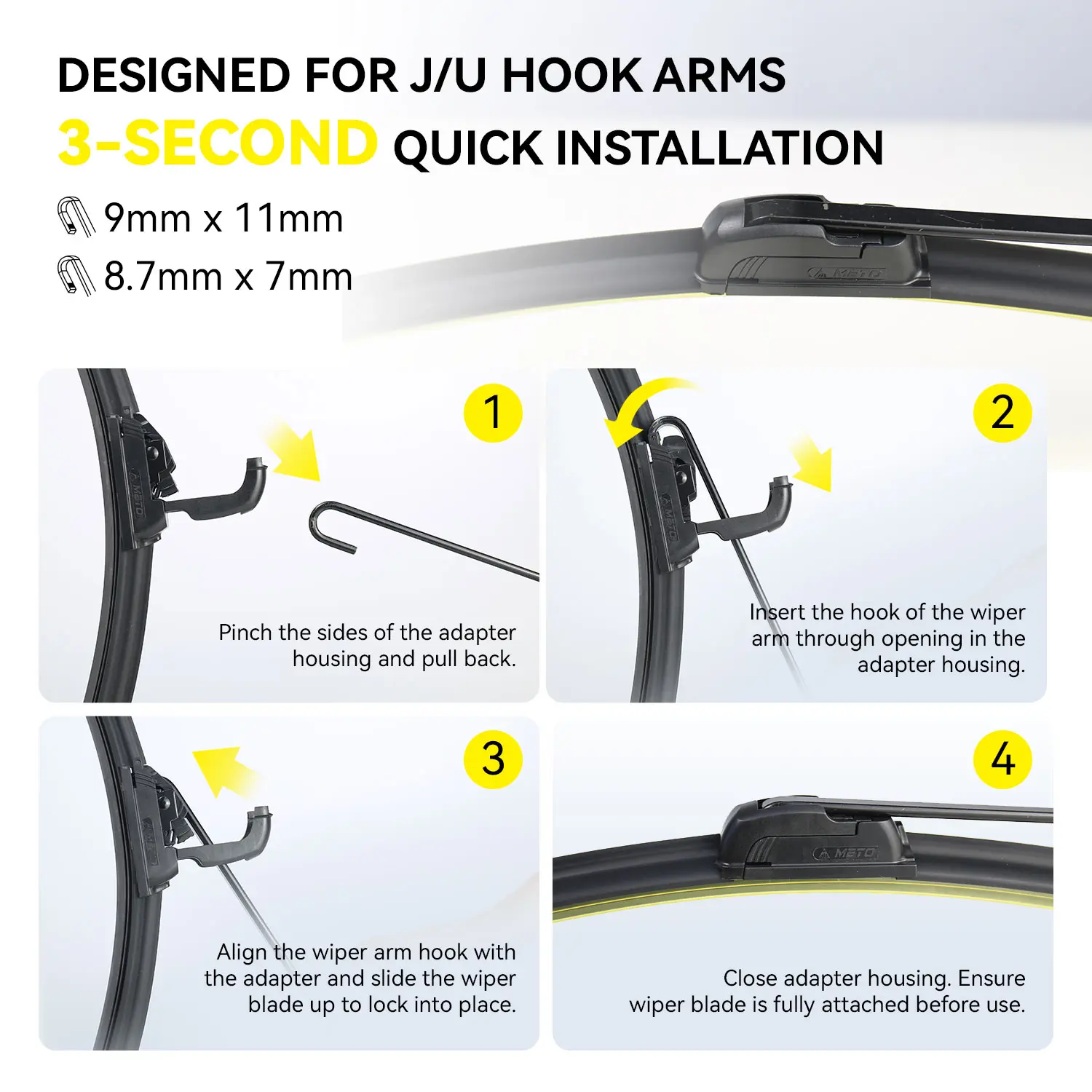 TAIL All-Season Wiper Blade for J-Hook Wiper Arm - Zero Noise Zero Streaks - OEM Quality Classic Auto Accessories Car Parts Automotive Replacement TAIL All-Season Wiper Blade for J-Hook Wiper Arm - Zero Noise Zero Streaks - OEM Quality Classic Auto Accessories Car Parts Automotive Replacement
