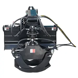 Landy Attachments Skid Steer Manual Log Grapple Support Hydraulic Rotation, Fits Universal Skid Steer Quick Attach