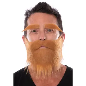 Fake Beard, Fake Mustache and Fake Eyebrows, Realistic Costume Novelty with Easy to Apply Self Adhesive