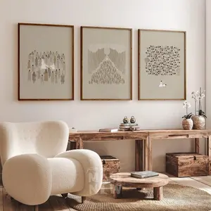 Christian Wall Art Set of 3 FRAMED PRINT, 3 for 2 Modern Christian Bible Art, Jesus Painting Print Bible Sketch Frame Boho Home Decor Poster #58