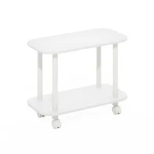 TURN-N-TUBE Side Table in White brings practical storage and 2-tier storage, open shelf, rounded corners for bedrooms, living rooms, and small spaces