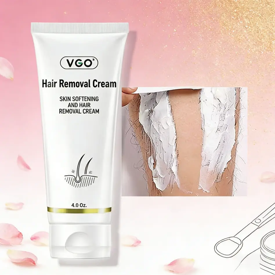 VGO Hair Removal Cream, Pain-free Formula for Smooth Skin, Gentle Cosmetic for Body, Back & Legs, For All Skin Types, Adults, 4.06oz, Body Care, Cream Texture, 120Ml, Apply Easily, Yes, Single Item, Daily Use, Safe, Simple, Tender, One Tube