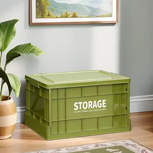 Foldable Storage Box with Lid, 44L Large Capacity, Safe Lock, Space-Saving Organizer, Ideal for Warehouse, Garage, Home, Office