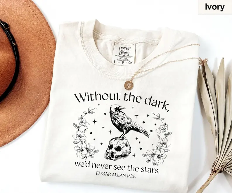 Comfort Colors® Edgar Allan Poe Shirt, Poem Shirt, Gothic Raven Shirt, Dark Academia Sweatshirt, Gothic Skull Shirt, Poetry Themed Gifts, Literary Hoodie