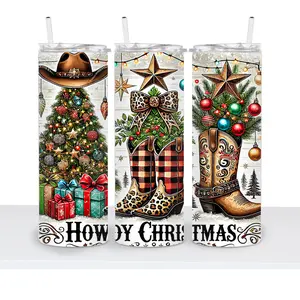 Howdy Christmas - 20oz Tumbler - Reusable Plastic Straw & Lid