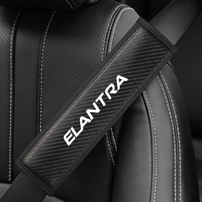 Hyundai Elantra Seat Belt Shoulder Cover, PU Leather & Carbon Fiber Stripe, Car Interior Accessory, Enhances Driving Comfort, Available in 1pc/2pcs, Auto Accessories Interior, Car Accessories