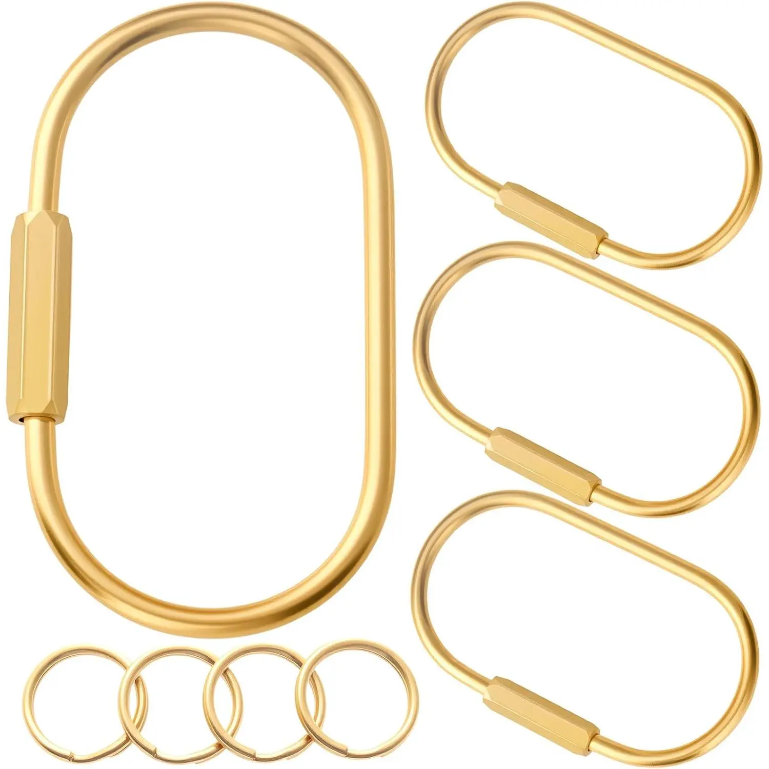 Solid Brass Keychain Carabiner, 2 Pack Heavy Duty U-Shape Clips with Screw Lock, Elegant Unisex EDC Gear for Outdoors, Anti-Lost Key Organizer, Mirror Polish, Carabiner Key Rings, Daily Use, Durable, Anti-Lost Lock