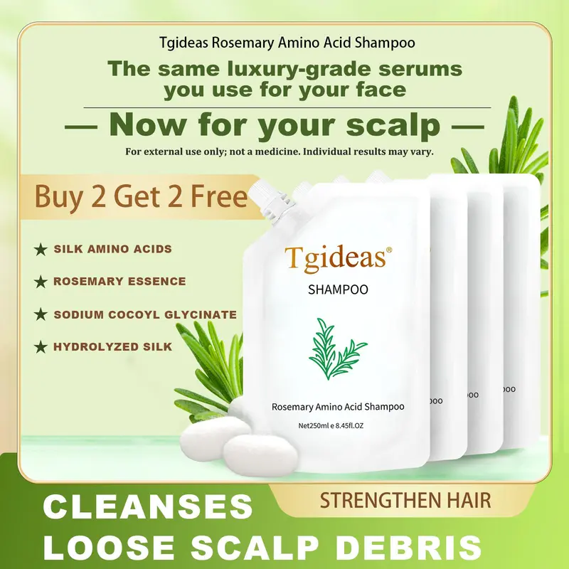 【Buy 2-Get 2 Free!】Tgideas Luxury Gentle Restorative Anti-Hair Fall Shampoo, 250ML Haircare with Rosemary, Zinc PCA, Amino Acid, Hydrolyzed Protein for Cleansing, Oil Control, Anti-Dandruff, Scalp Care, Smoother Hair Repair#SummerWins #DealsForYouDays