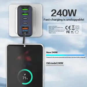 240w Fast Charger USB Type C PD, Quick Charge 3.0 Adapter, Compatible with iPhone, Xiaomi, Samsung, Oneplus, Pixel, Cellphones
