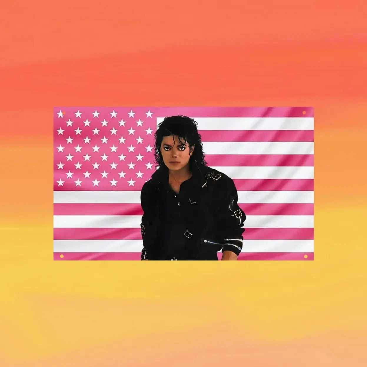 Michael Jackson Pink US Wall Tapestry Flag, King of Pop Wall Art, Music Bedroom Decor, Fan Banner