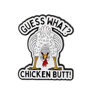 Humorous Rooster Brooch Cartoon Chicken Butt Design, Funny Fireworks Pin, Unique Fashion Accessory for Casual Wear