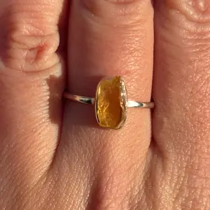 Sterling Silver Citrine Rough Stone Ring