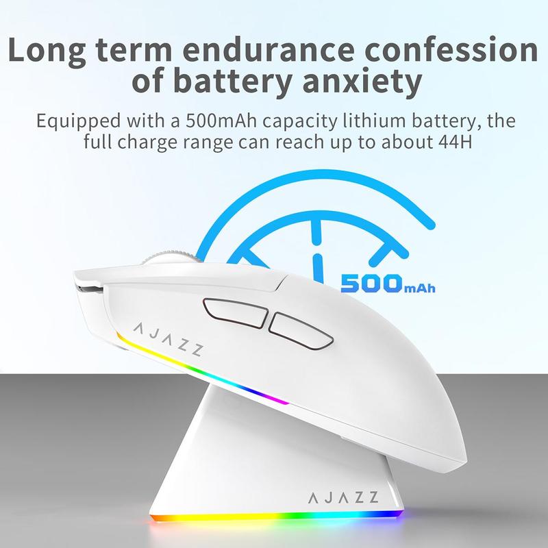 AJAZZ AJ139 V2 MC Wireless Gaming Mouse, PAW3311 Sensor, Low-Latency Tri-Mode (USB-C + 2.4G + BT), Wireless Charging Base, Lightweight 66g Design, 1K Polling Rate, 500mAh Long-Lasting Battery, Multi-System Compatibility, Esports and Office Use