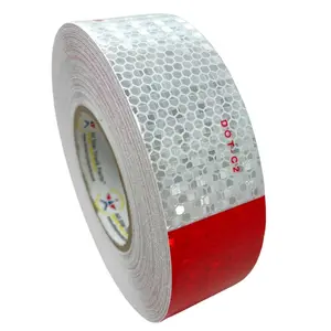 New 2" x150' Roll DOT-C2 Ultra Reflective Safety Tape 6" Red/6" White Conspicuity Tape Truck Trailer Horse Diamond Pattern Waterproof Material Super Strong Adhesive