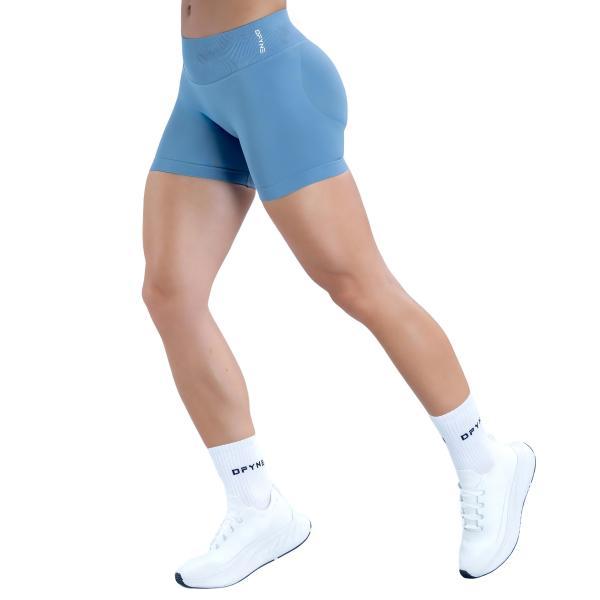 <WITH LOGO> DFYNE Women's athletic shorts - Seamless shaping design with a lift-up feature, suitable for yoga, fitness, cycling, hiking, running, sports, outdoor leisure, and other occasions
