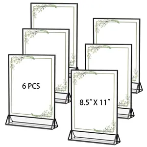 6 Pack 8.5x11 in Acrylic Sign Holder, Double-Sided Clear Picture Frame Table Number Holders for Flyers, Weddings, Home, Offices, Party Menu Stand - ﻿Easy Assembly