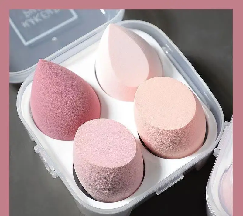 Colorful Makeup Sponge with Storage Case, 4 Counts/set Face Detail Beauty Blender, Soft Beauty Egg for Liquid Foundation,Loose Powder, Cosmetic Tool