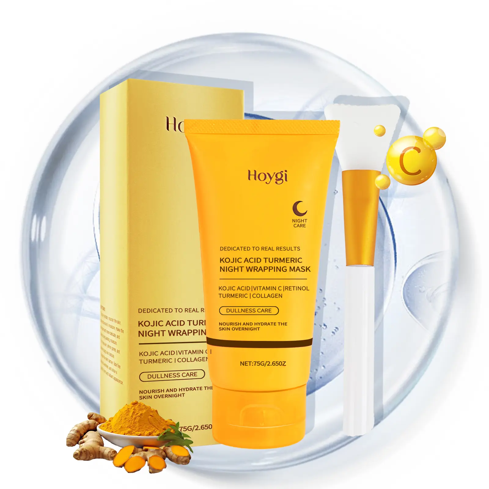 Kojic Acid & Turmeric Face Treatment - Exfoliating, Firming & Hydrating Overnight Wrap for Acne Prone Skin