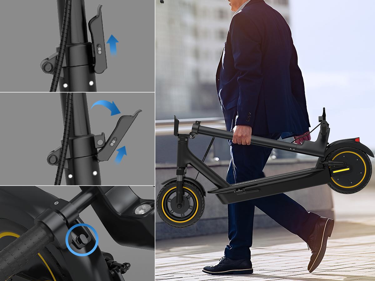 AOVOPRO Esmax High-Speed Electric Scooter 10-inch solid tires 500W motor with front and rear dual shock absorption, range of 22-30 miles, top speed of 22 mph, dual braking system, LED lights, app control, aluminum alloy frame, Springtok。 AOVOPRO Esmax High-Speed Electric Scooter 10-inch solid tires 500W motor with front and rear dual shock absorption, range of 22-30 miles, top speed of 22 mph, dual braking system, LED lights, app control, aluminum alloy frame, Springtok。