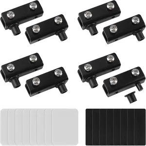 4 Pairs/8Pcs Black Adjustable Frameless Glass Door Pivot Hinges Fits 3-5mm Free Swinging Glass Cabinet Door Clamp Hinge