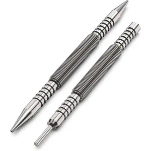 Spring Loaded Nail Set Tools,2-PCS Dual Head Nail Setter and Hinge Pin Punch Set, Hammerless 1/16″& 3/32″Spring Nail Set, Super Strong Force Door Pin Removal Tool