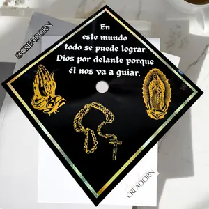 Dios por Delante Graduation Hat Decoration-Blessed Virgen Rosary Grad Cap Topper (Print)