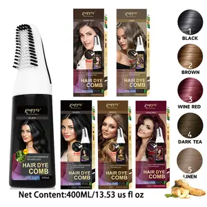 KINGYES Plant Hair Dye, 13.53oz/13.54us Fl Oz Permanent Hair Dye Comb, Natural Herbal 3-in-1 Hair Dye, Waterproof And Sweat-resistant Hair Dye Comb, Suitable for Men And Women, Long-lasting Dyeing, Nourishing Hair, Suitable for Holiday Parties