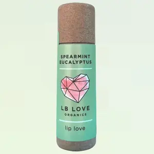 LB Love Organics Spearmint Eucalyptus Fragrance Jumbo Lip Balm with Beeswax Coconut Oil & Shea Butter 12g Natural Moisturizer Plastic Free Nourishing Olive Oil
