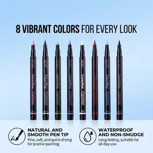 Cosmetic Waterproof Matte Liquid Eyeliner (8pcs/set), Long Lasting Easy To Apply for Eye Makeup, Professional Daily Makeup Accessories for Women & Girls