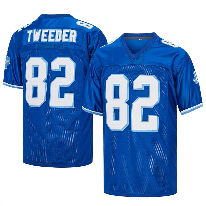 Male #82 West Canaan Coyotes Varsity Blues Movie Replica American Football Jersey for Coyotes Supporters, Men's Embroidered V-Neck Breathable Polyester Mesh, Sporty Chic Fan Apparel (XL), Machine Washable Cold Wash, for Game Days