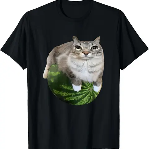 100% Cotton Watermelon Cat Silly Cat Meme T-Shirt