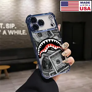 Shark Mouth Dollar Print Aesthetic Design Pattern Casing For iPhone 17 16 15 14 13 12 Samsung 22 23 24 25 Plus Pro Max Ultra Soft Silicon TPU Shockproof Protector Vintage Unique Fashion Mobile Phone Case