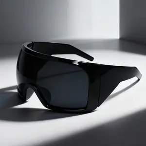 Wrap Around Sunglasses Rave Curved Lens UV400 Protection Eyewear Oversized Y2K Sun Glasses Cool Steampunk Style