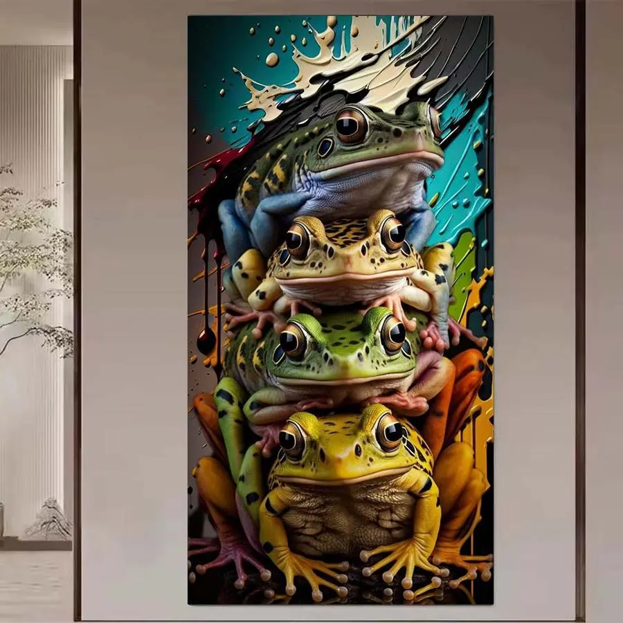 1 DIY diamond painting kit, 5D diamond art kit, DIY decoration, four frogs diamond painting kit with full drill, mosaic, diamond art, DIY art home decor, suitable for Christmas.