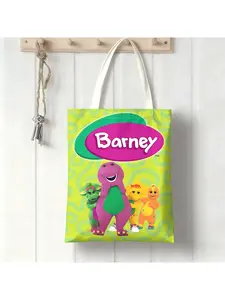 Barney & Friends canvas bag, tote bag, shoulder bag, durable, casual commuting and shopping bag, school bag, personalized pattern design, Halloween, Christmas gifts.