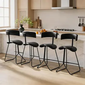 4 Pack 25" Counter Height Bar Stools, Waterproof PU Leather Ergonomic Bar Stool Armless Metal Frame 330lbs Weight Capacity for Kitchen Island Bistro