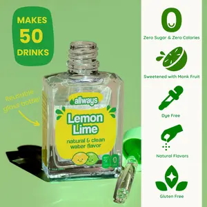 Allways Drops Lemon Lime Water Flavor Enhancer | Zero Sugar Lemon Lime Drink Drops | Naturally Sweetened Lemon Lime Soda Flavoring for Water Coffee and Mocktails