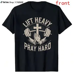 Lift Hard Pray Hard Gym T-Shirt – Christian Workout Cotton Tee