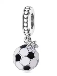 Silver Color Football Star Charm Pendant, Sporty Design, Copper Chain, All Seasons Jewelry, Perfect Gift for Friends